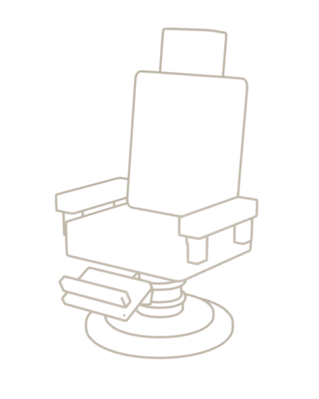 Line drawing of a barber chair, turning slowly